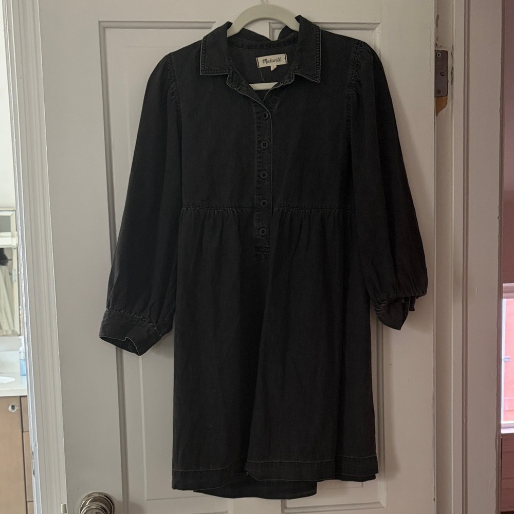 Madewell Black Long Sleeve Denim Dress